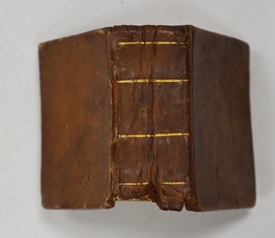 [BIBLE] - The Bible in Miniature; or, a Concise History of the Old & New Testaments. 6 plates, NT. title page; original calf with gilt ruled spine, 3 x 2cms (approx.) 'London Printed', (?ca.1830)